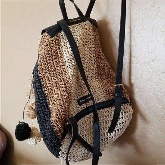 Tommy Bahama Bags Tommy Bahama Leather And Straw Backpack
